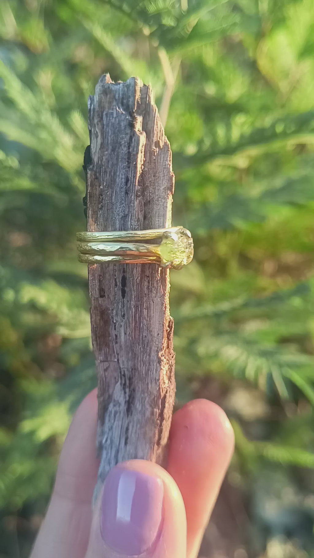 Trio Moldavite Ring