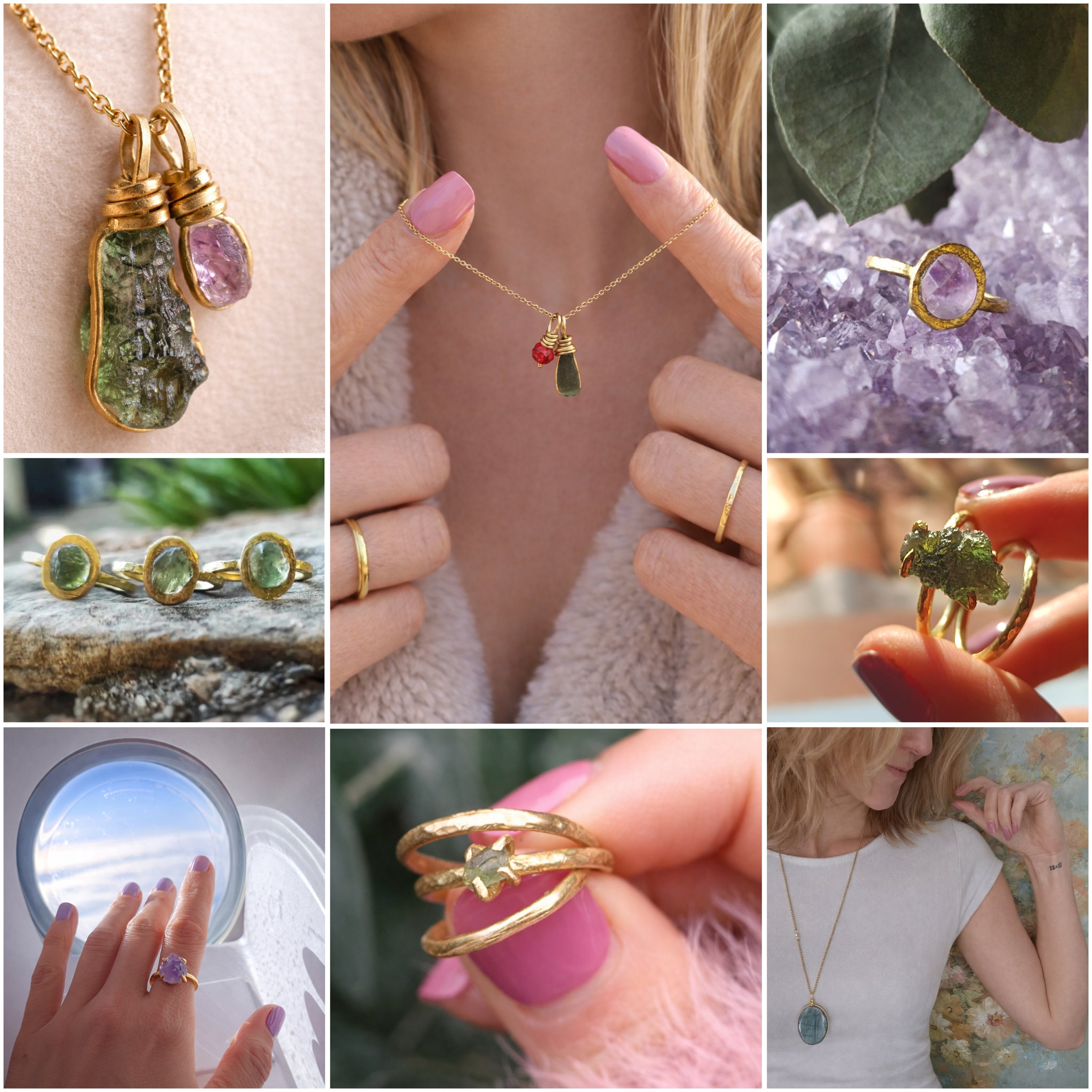 Moldavite & Honey Swarovski Crystal Necklace