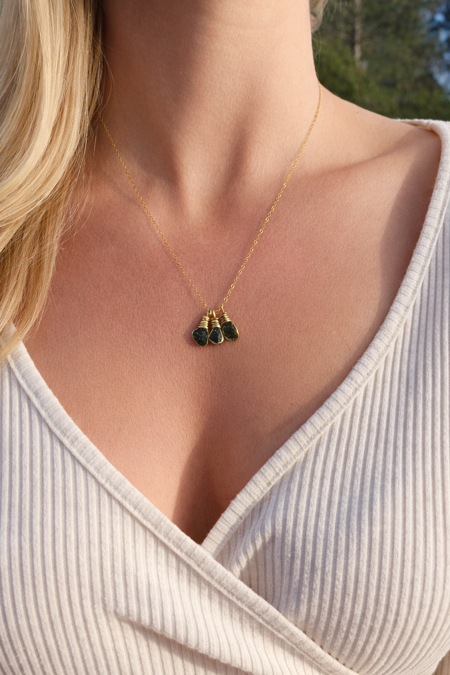 Trio Moldavite Necklace