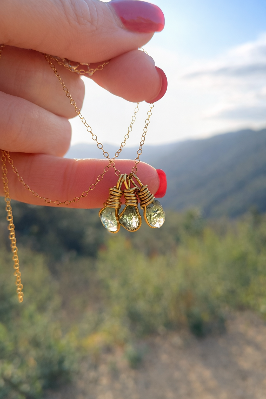 Trio Moldavite Necklace