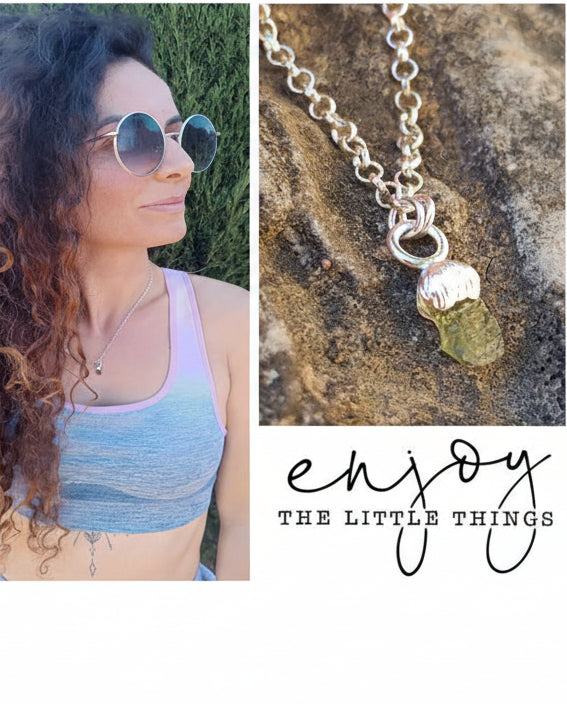 Silver Raw Moldavite Necklace