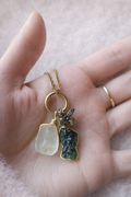 Libyan Gold Tektite & Moldavite Pendant Necklace