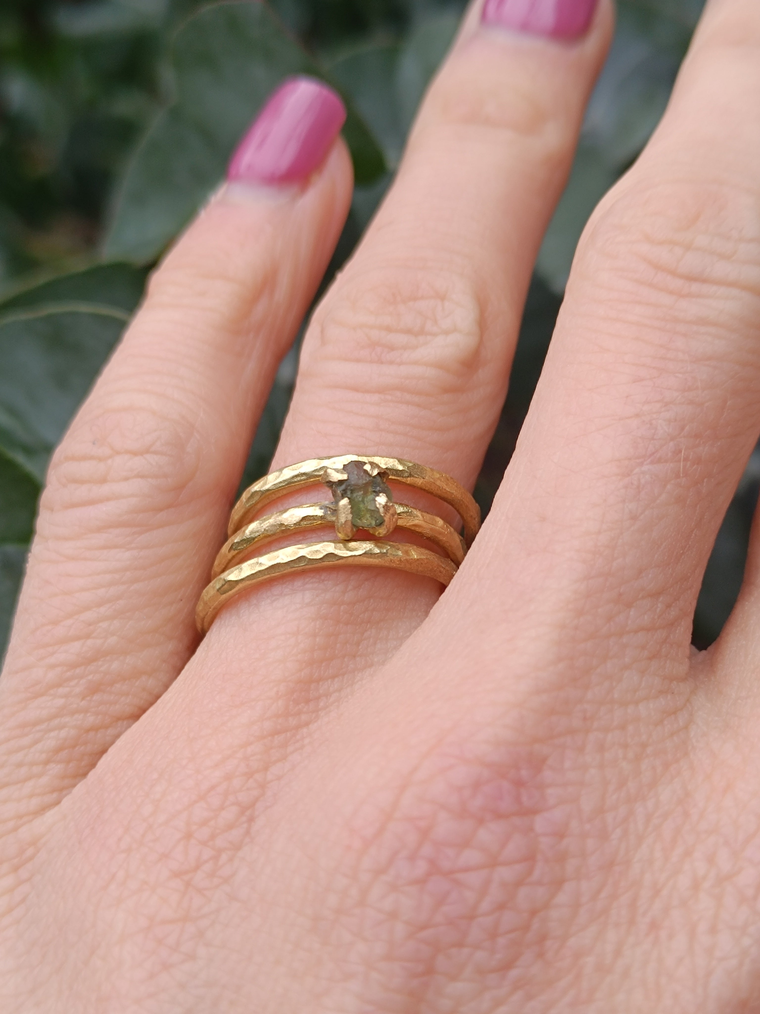 Minimalistic Moldavite Ring