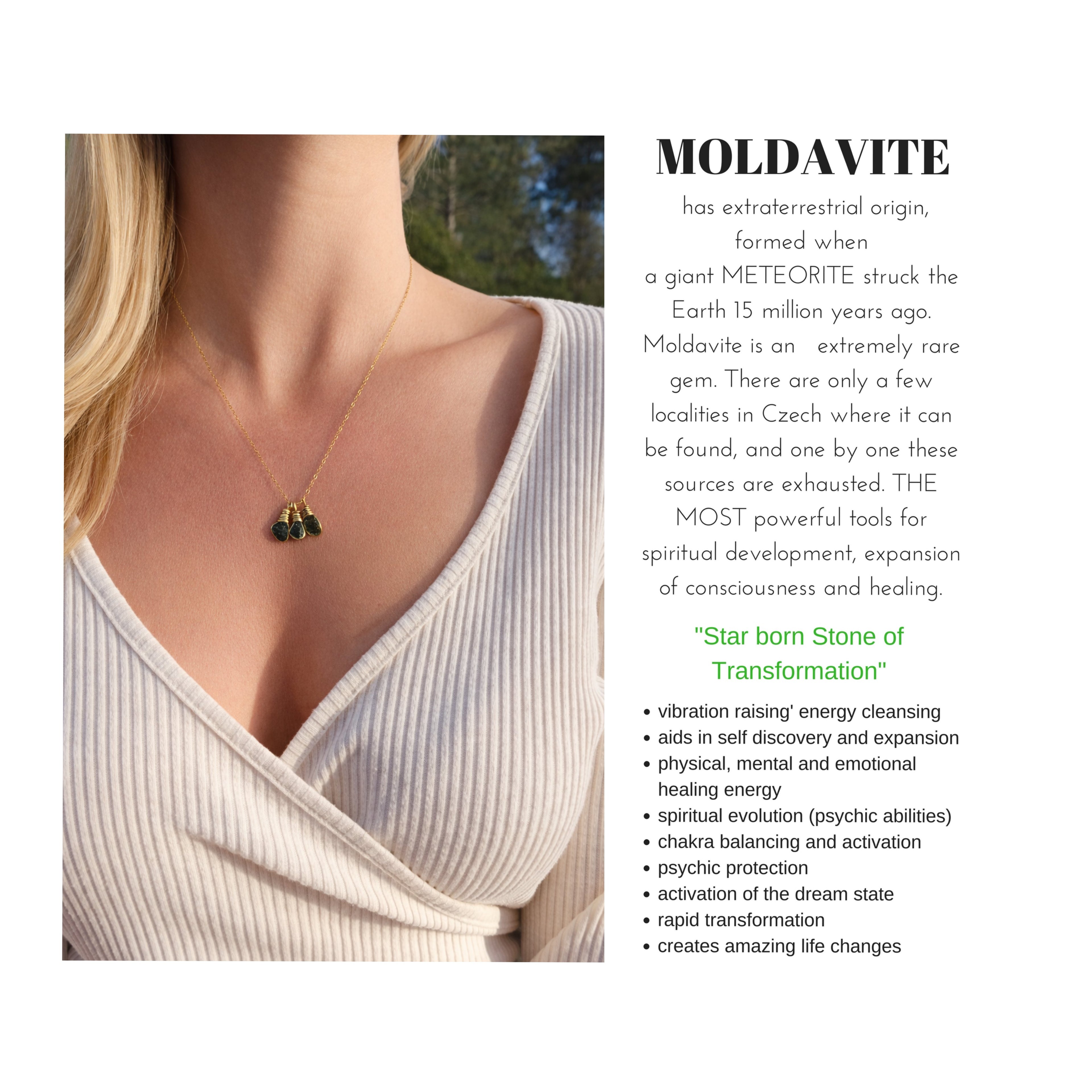 Trio Moldavite Necklace