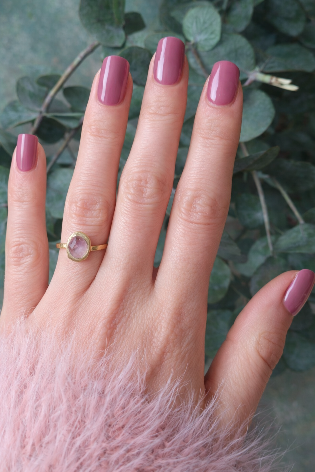 Raw Amethyst Halo Ring